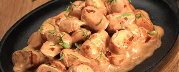 Banner receta Salchichas enchilpotladas